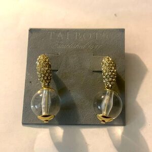 Lucite rhinestone Talbots pierced earrings prom wedding